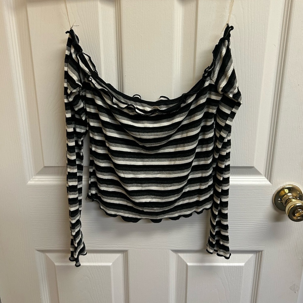 Heart Hips Black and White Striped Crop Top